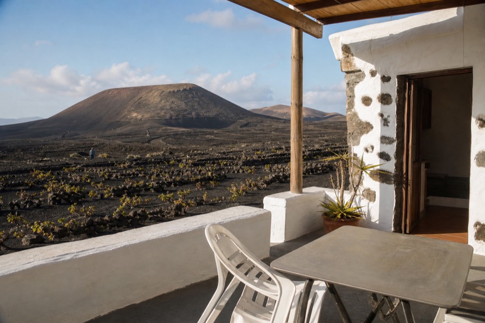 Bodega La Geria terrace with volcano views