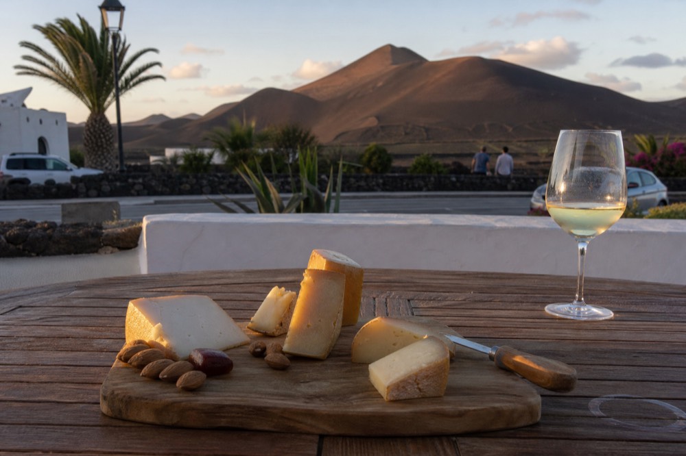 A cheese board with local Lanzarote cheeses